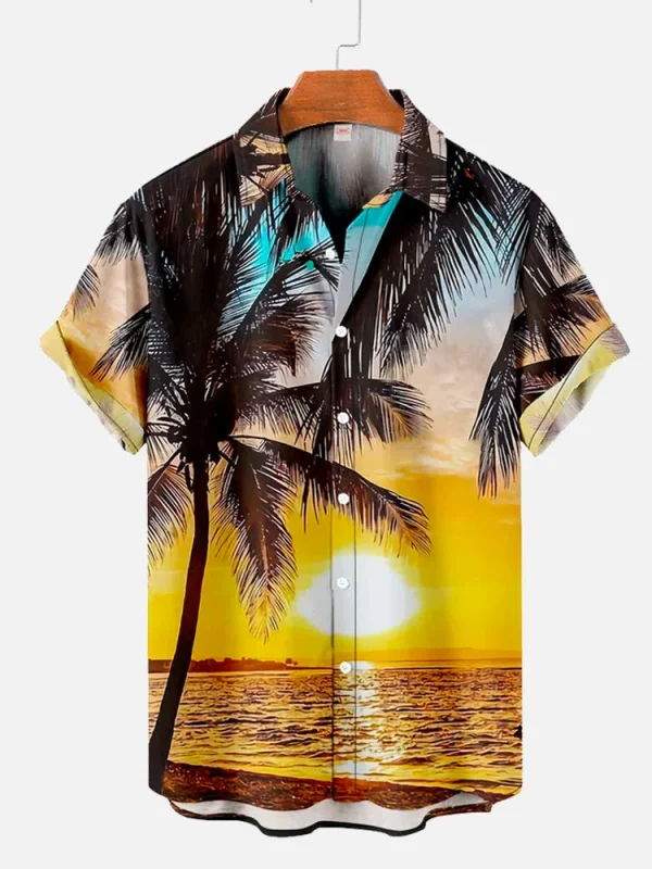 chemise hawaïenne homme vintage coucher de soleil
