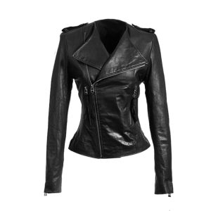 veste en cuir vintage femme élégante