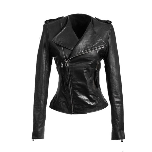 veste en cuir vintage femme élégante