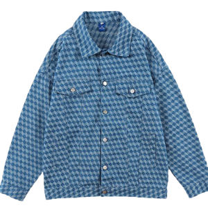veste en jean à carreau chic