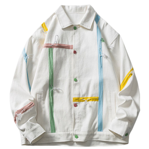 veste en jean blanche brodée