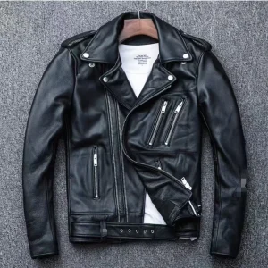 veste simili cuir homme vintage noir