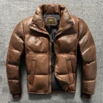Veste Cuir Mouton Homme Vintage Brun Clair