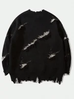 Mode vintage homme pull jacquard destroy