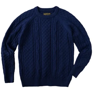 Pull Vintage Homme Bleu Royal en Maille Torsadée