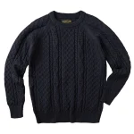 Pull Vintage Homme Gris Foncé en Maille Torsadée