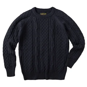 Pull Vintage Homme Gris Foncé en Maille Torsadée