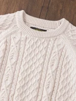 Pull Vintage Maille Torsadée beige clair