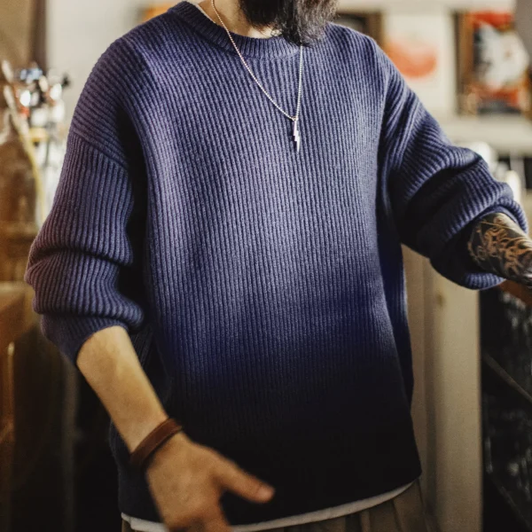 pull vintage homme bleu marine