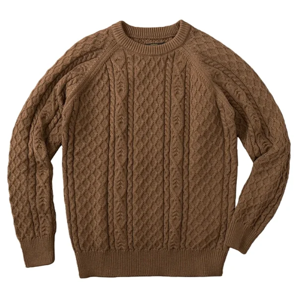 pull vintage homme kaki torsadée