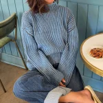 Pull Vintage Femme en maille côtelée