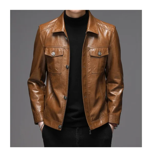 veste cuir cognac homme vintage doublure fine