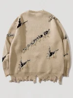 Pull en jacquard vintage streetwear destroy