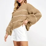Pull maille nid d'abeille manches ballon