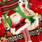 Pull vintage Noël avec maille jacquard et motifs festifs