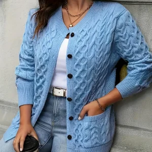 gilet vintage femme bleu pastel torsades