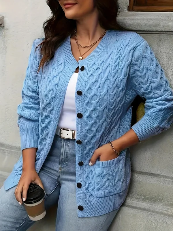 gilet vintage femme bleu pastel torsades