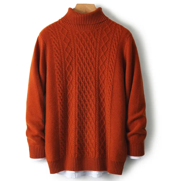 Pull Vintage Homme Col Roulé à Torsades Oversize Look Preppy Chic 90s