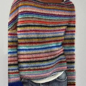 pull vintage femme rayé multicolore