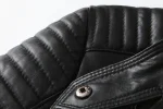veste en cuir vintage noire et matelassée