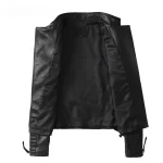 veste en cuir noir rétro femme