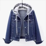 Veste en Jean à Capuche Femme Vintage Coupe Cintrée