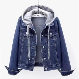 Veste en Jean à Capuche Femme Vintage Coupe Cintrée
