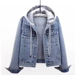 Veste en jean femme rétro à capuche chic