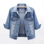 veste en denim courte style 90s pour femme