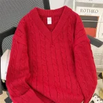 Pull Jacquard Homme Vintage Rouge