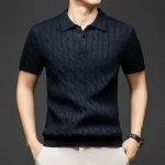 Polo homme rétro chic maille torsadée
