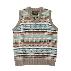 Pull Sans Manche Homme Vintage Maille Épaisse