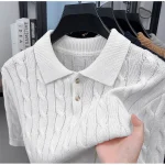 Pull manches courtes coton maille torsadée
