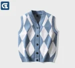 gilet en maille épaisse à losanges