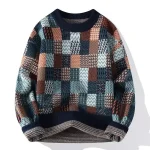 Pull oversize maille épaisse carreaux patchwork