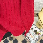 Pull décontracté à motif jacquard rouge